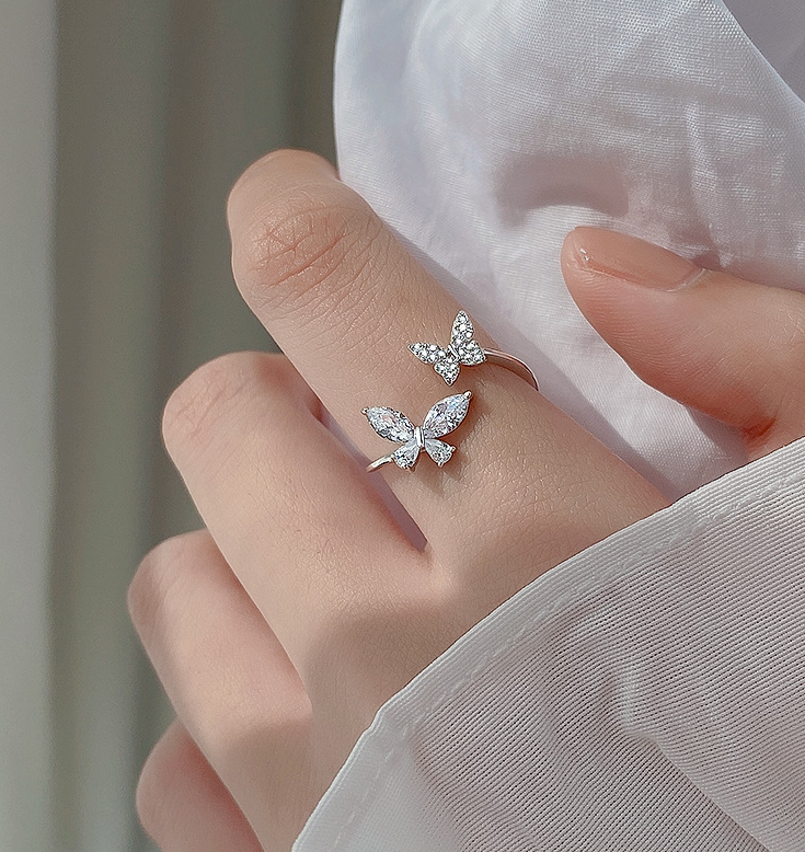 Silver-Tone Butterfly Ring for Women