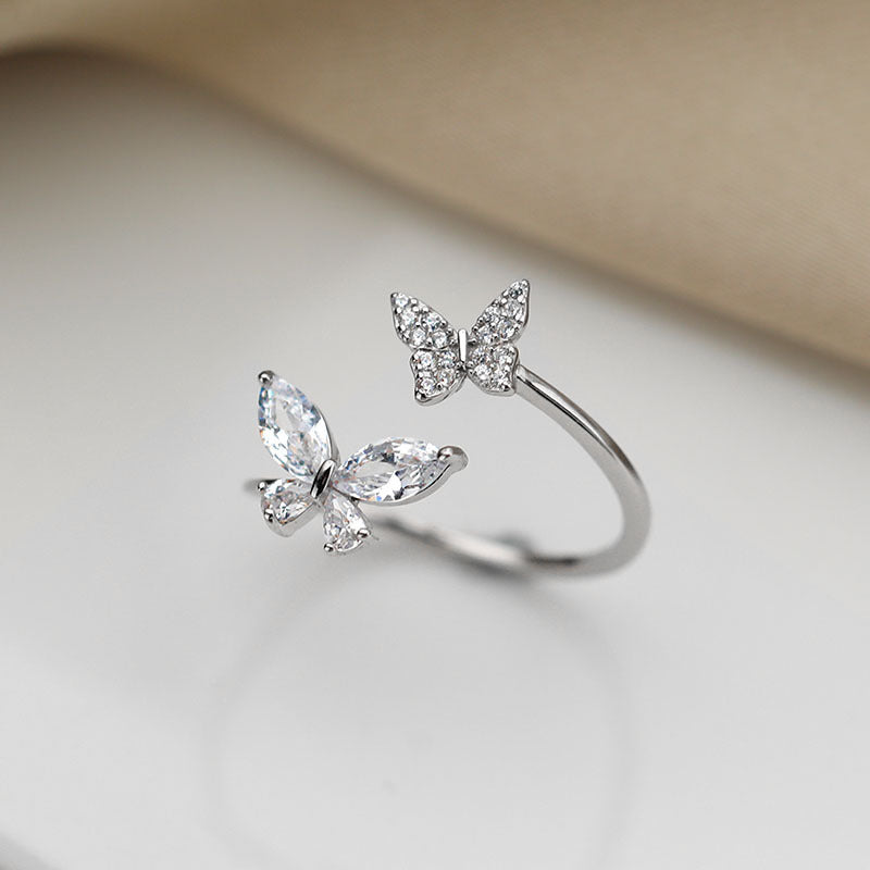 Silver-Tone Butterfly Ring for Women