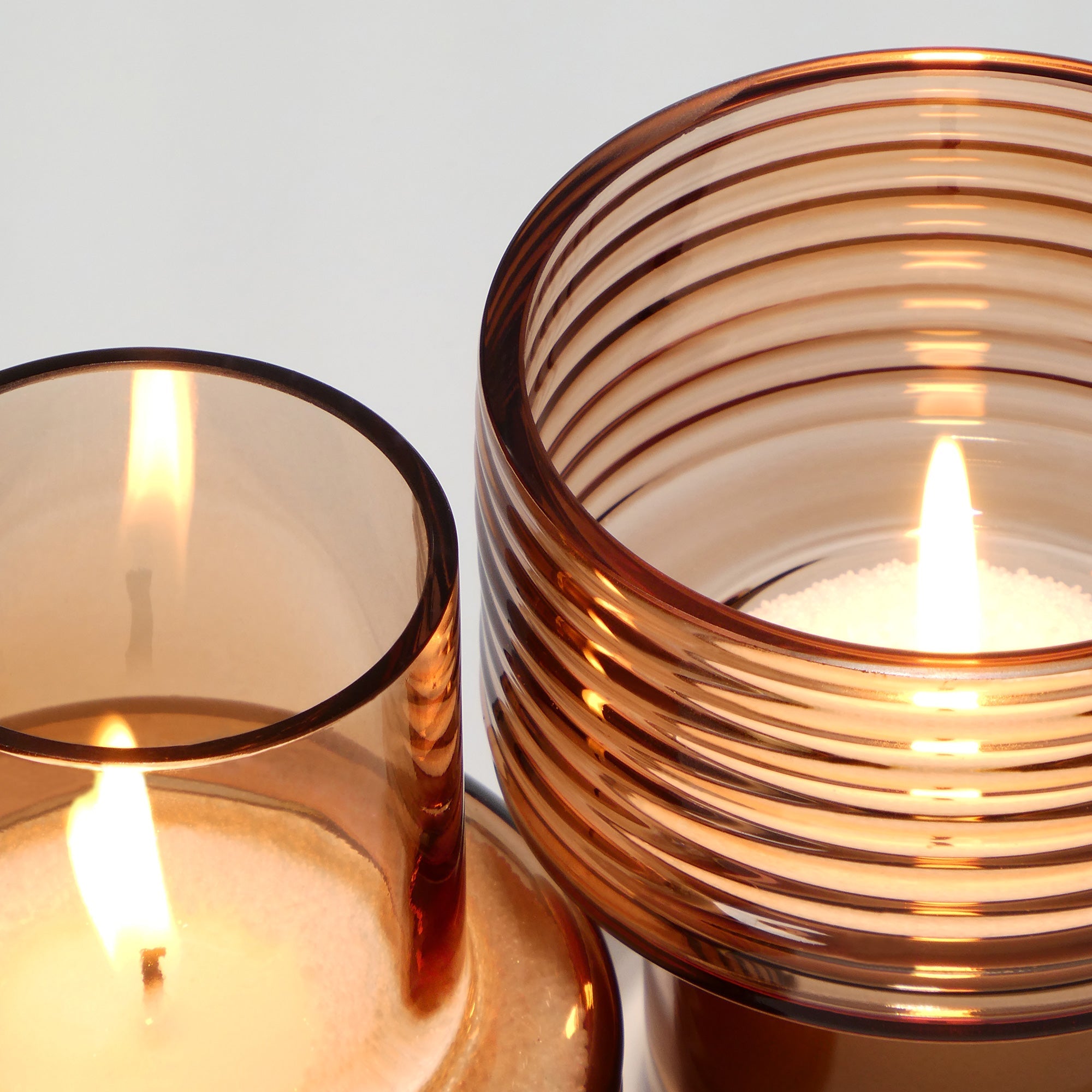 Conjunto de 3 Castiçais em vidro GLOW TOGETHER em Mocha Mousse