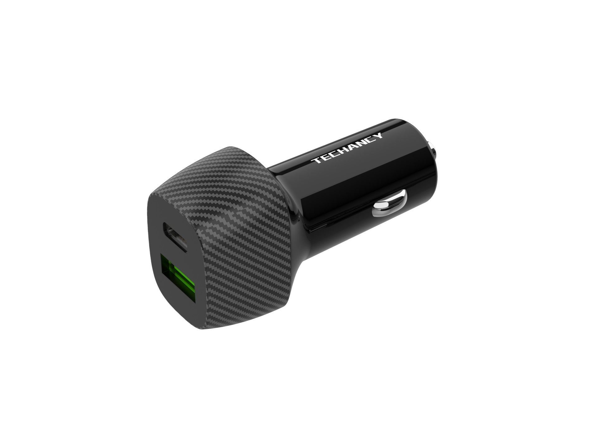 Techancy Carregador Deautomóvel48w  TC6432, Carregamento Rápido Pd3.0 De Porta Dupla Usb-A+Usb-C, Preto