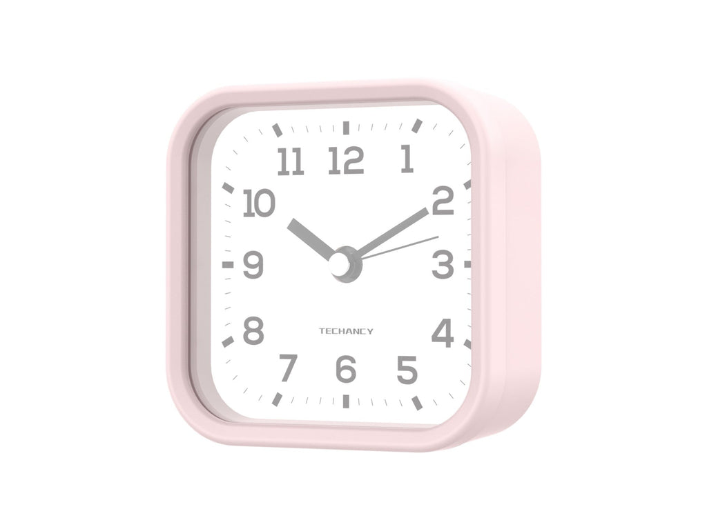 Techancy Mini despertador de mesa ME2623 silencioso números grandes espelho HD corpo ABS portátil para quarto e secretária cor rosa