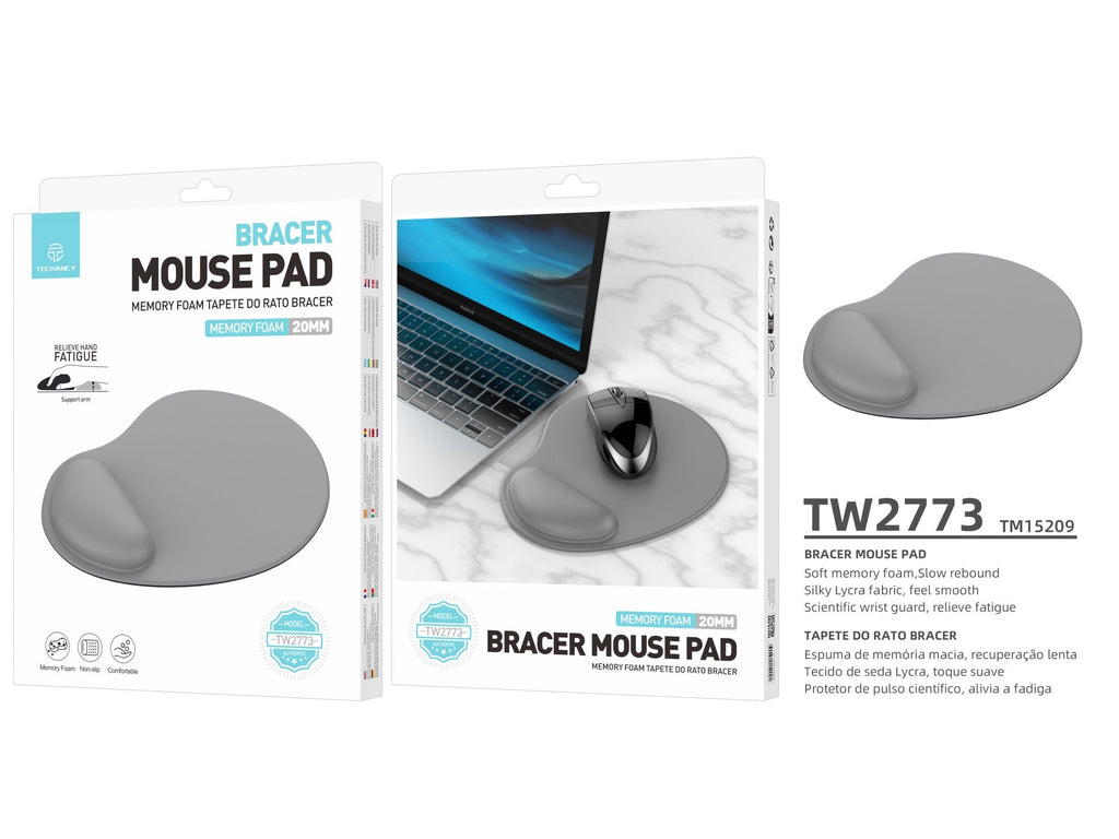 Techancy Tapete De Rato Com Apoio Para O Pulso TW2773 Cinzento, Alívio Da Fadiga No Escritório E Nos Jogos, Design Antiderrapante