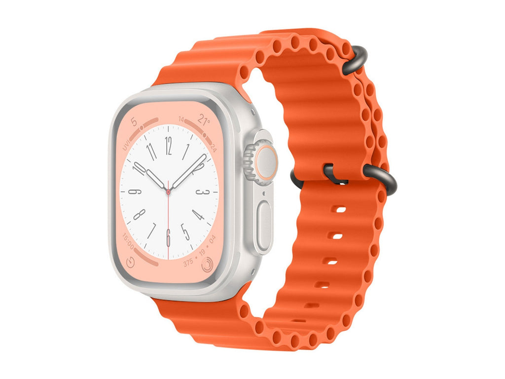 Techancy Bracelete De Silicone Laranja KC2122, Compatível Com Apple Watch 38 Mm/40 Mm/41 Mm, Material De Silicone Macio