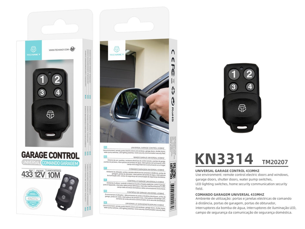 Techancy Controlo Remoto Universal  KN3314, 433mhz, Para Janelas, Portas, Portas De Garagem, Etc. Fácil De Utilizar.