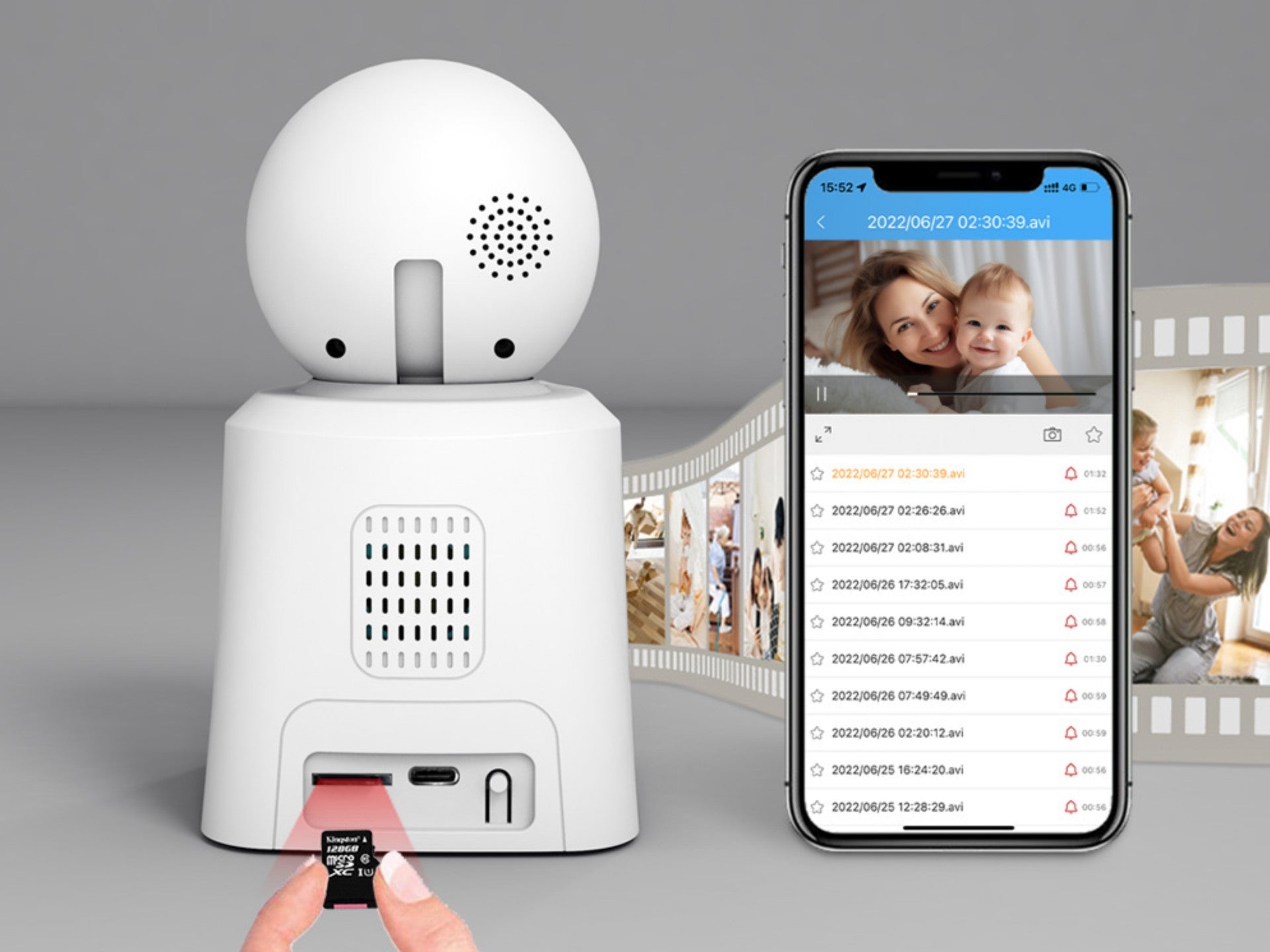 Techancy SH043 Câmara Inteligente com Ecrã, 1080P, Rotação 360°, Visão Noturna, Chamadas de Vídeo e Voz Bidirecionais, Ligação WiFi, Deteção Humana — Branco